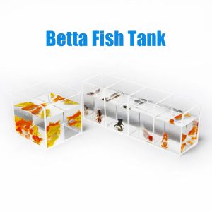 Tanques Pequeno Betta Separado Tanque de Peixes Acrílico Ultrabranco Aquário Peixe Aberto Desktop Retangular Plexiglass Aquário Tanque de Tartaruga