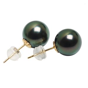 Tahitain Black Pearl Earrings For Women10-11mm Big Pearl Earrings Jewelry 18K Gold Stud Pearl Earrings Gift 240313