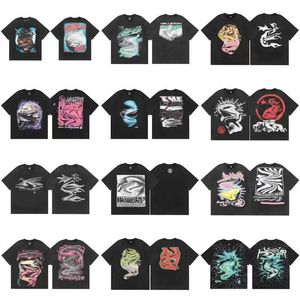 ブラックスターTシャツデザイナーTシャツパターンTシャツ服ヒップスターウォッシュファブリックストリートグラフィティ印刷スズフォイルプリントクラシックブラックルーズTシャツ8988