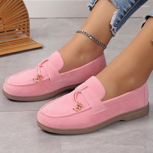 Casual Shoes Suede Loafers Women 2024 Spring Fashion Walk för Slip On Round Toe Soft Flats Zapatillas Mujer