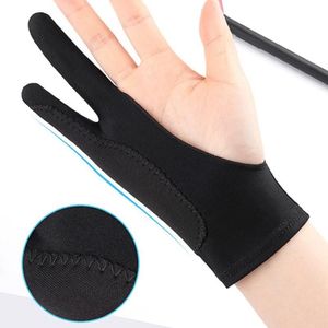 Fem fingrarhandskar Tvåfingers konstnär Anti-Touch Glove för att rita tablett höger och vänster Anti-Fouling Screen Board264Z