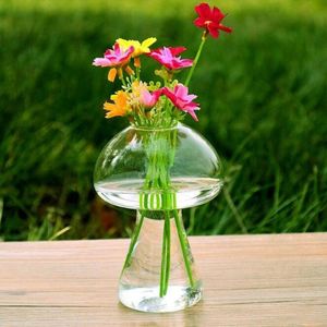 Szklany wazon w kształcie grzyba szklany terrarium butelki pojemnik na stół kwiatowy dekoracje stół domowych nowoczesne ozdoby 6pice289g