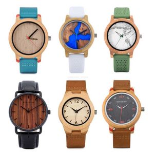 Wristwatches BOBOBIRD Bamboo Wood Watch Couple Quartz Watches Timepiece Unisex Wristwatch Men Ladies Wonderful Gift for Him Her reloj hombreL2305L2304