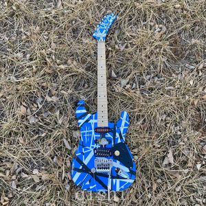 in stock Edward Eddie Van Halen Heavy Relic blue Franken 5150 Electric Guita Floyd Rose Tremolo Bridge Slanted Pickup real reflector