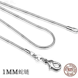 أخرى 925 Sterling Silver Necklace Women Silver Fashion Jewelry Snake Chain 1mm Neclace 16 18 20 22 24 L24313