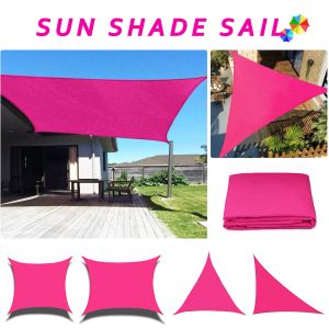 Redes rosa vermelha 420d à prova d'água sombra de sol vela quadrado retângulo triângulo jardim terraço dossel piscina sombra acampamento caminhadas quintal toldo