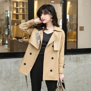 Women's Leather 2024 British Style Trend Sheepskin Windbreaker Jacket Spring Mid Length Solid Color Lapel Slim Fit Genuine Overc