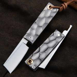 High Quality A5025 High End Pocket Folding Knife D2 Satin Razor Blade CNC TC4 Titanium Alloy Handle Outdoor Camping Hiking Fishing EDC Pocket Knives