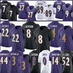 Derrick Henry 8 Lamar Jackson Football Jersey Zay Flowers Ray Lewis Mark Andrews Justin Tucker Marlon Humphrey Kyle Hamilton Roquan Smith troligtvis