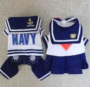 Sailor School Mundlif for Dogs Dress Kawaii haft pies pies ubrania kota mała cienka wiosenna lato moda produkty dla zwierząt 240305