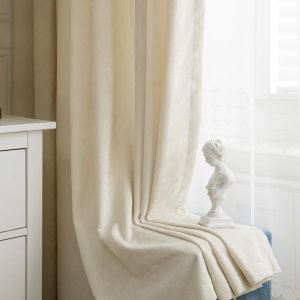 Cortinas minimalistas de luxo, cortinas para sala de jantar, quarto, chenille francês, nova cor pura, decoração simples, personalizada