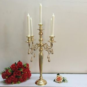 60CM Metal Gold Silver Candle Holders 5Arms Pillar Candlestick Stand For Wedding Table Centerpieces Decoration Gold8786332