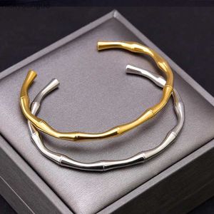 Bangle Carlidana Simple Stainless Steel Gold Color Bamboo Joint Banglestrend Armband For Women Men Romantic Party Present Fashion Jewelryl2403