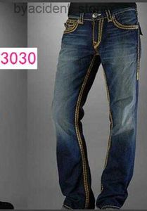 Jeans masculinos Mens Jeans Moda-perna reta Calças 18ss New True Elastic Mens Robin Rock Revival Cristal ds Denim Designer Calças320L L240313