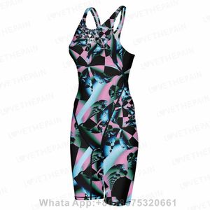 Costumi da bagno Donna Tuta tecnica senza schienale Costume da bagno Collo Ginocchio Allenamento Competizione Costume intero Costume da bagno professionale 2024 Sport acquatici 240311