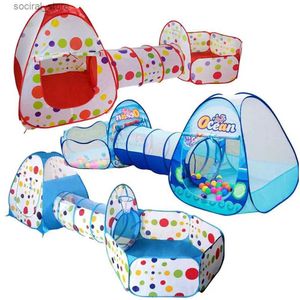 Toy Tents 3Pcs/Set Childrens Tent Toy Ball Pool Children Tipi Tents Pool Ball Pool Pit Baby Tents House Crling Tunnel Ocean Kids Tent L240313