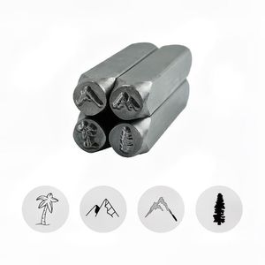 Craft Tools Mountain Tree Symbol Metal Punch Stamps Stamping Kit Diy Leather Stamps Smycken Stamping 1 4 6mm249n