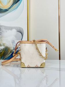 White Fashion Drawstring Mini Bucket Bag New Womens Bag Hand Shoulder Bag Crossbody Bag M83227 Top Quality