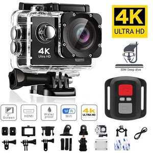 Ultra HD 4K Action Camera 1080p30fps WiFi 2,0-tums 170D undervattensvattentät hjälmvideoinspelning Kameror Go Sports Cam Pro 240306