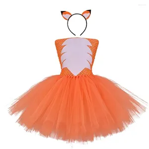 Girl Dresses Girls Tutu Costume Orange Fluffy Animal Birthday Party Kids Halloween Toddle Cute Dress 1-12Y