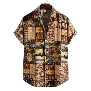 Mens retro 90s impresso camisas havaianas de manga curta botão up camisa férias tropicais praia casual tops soltos 240301