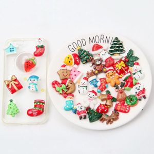 Strumenti artigianali 50 pezzi Pendenti in resina mista Flatback Christmas Charms Ornamenti Abbellimenti Modello assortito263B