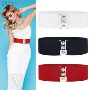 Belts 5cm Wide Elastic Belt Stretchy Belt Wide Waist Vintage Stretch Cinch Buckle Belts Waistband Women ldd240313