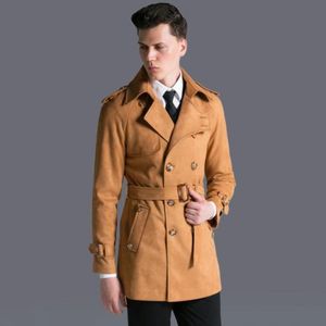 Men039s trench coats plus size s6xl masculino curto casual camurça jaqueta outono duplo breasted clássico negócio fino ajuste com cinto army8830951