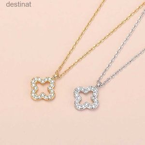 Pendant Necklaces Simple Lucky Four-leaf Clover Necklace For Women Chain Charm Electroplating White-Gold and Gold Color Fashion Jewelry PendantL242313