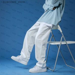 Men's Jeans Straight Jeans Men Wide Jeans White Loose Denim Trousers Neutral Jean Streetwear Casual Pure Man Women Pants Hip Hop Bagy jeans L240313