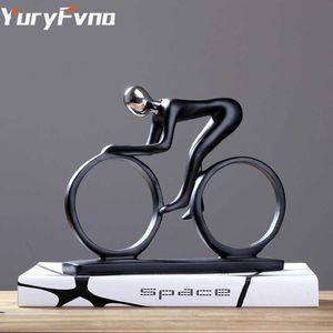 Yuryfvna Bicicletta Statua DHAMPION Ciclista Scultura Figurine Resina Moderna Arte Astratta Atleta Bicycler Figurine Home Decor Q05252841