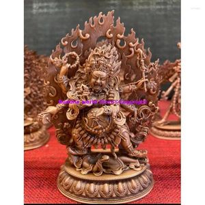 Estatuetas decorativas Tibet Budista Altar Suprimentos Alta Qualidade Exorcismo Seis Armados Mahagala Estátua de Buda COBRE CASA Família Templo Adoração