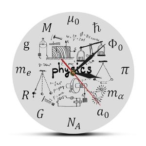 Relógio de parede com elementos e símbolos de física, arte científica, equações matemáticas, decoração de parede, relógio silencioso, sinal de laboratório, físico, gift282f