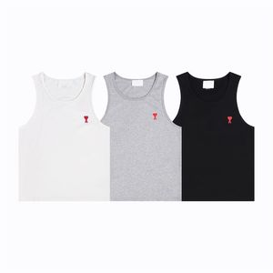 Summer new miTees round neck small heart embroidered round neck pure cotton sleeveless men's and women's T-shirtS vest pullover sports short sleeved T-shirt top clothes