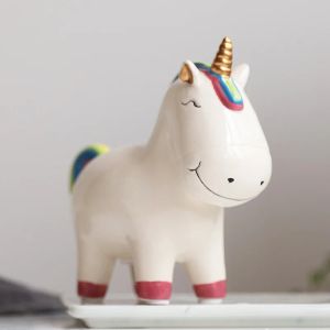 Boxes Kids Piggy Bank Cute Unicorn Money Boxes Home Decoration Christmas Gifts Ceramic Animal Coin Boxes Figurines Drop Shipping