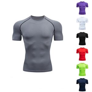 Atmungsaktives Lauf-T-Shirt, schnell trocknend, Trainings-T-Shirts, Slim-Fit-Kompressionsshirt, Fitnessstudio, Workout-Strumpfhose für Männer, Sport-Tops, Camisas 240312