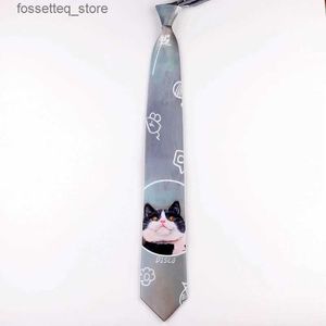 Nackband gratis frakt ny manlig mens 2020 fashio original design personlighet gåva slips söt meow katt 7cm tryckt slips kvinnliga studenter l240313