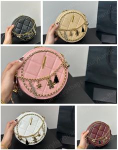 Designers Bags Letter luxury round Bags Shoulder bags for cowhide women leather gold chain shoulder crossbody bag handbags fashion casual bag Diamond Lattice 17 WYG