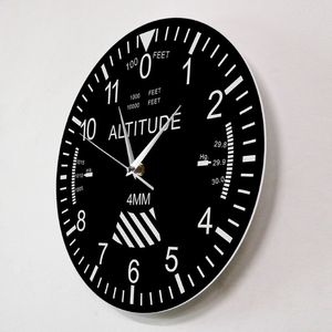 Altimeter Wall Clock Tracking Pilot Air Plan Altitude Mätning Modern Wall Watch Classic Instrument Home Decor Aviation Gift L241A