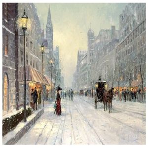 Snow street landscape Famous Oil Painting Prints reproduction Wall Art Canvas For Home Room Office Decor poster252b