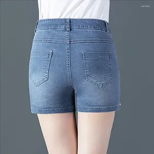 Kvinnors shorts Sexig super sommarmode denim bomullsknapp skarv pärlor magiska jeans