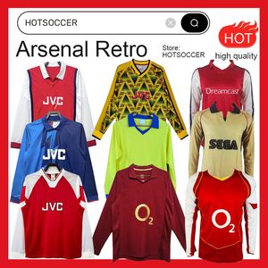 Gunner Long Sleeved Retro Soccer Jersey Highbury Home Football Shirt Pires Henry Reyes 02 03 05 06 98 99 Bergkamp 94 95 Adams Persie 96 97 Galla 86 87 89 Wright