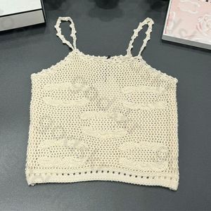 Sexy Woven Camisole Vest Women Summer Slim Luxury Sleeveless Knitted Crop Tops Round Neck Tank Tops