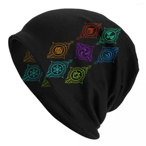 Berets Genshin Impact Motorhaube Hüte Coole Strickmütze für Männer Frauen Warme Winterelemente der Welt Skullies Beanies Caps