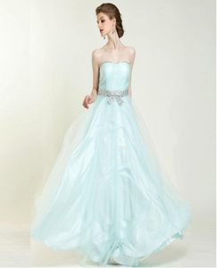 Princess Design Simple Aline Strapless Floor Length Beaded paljetter Sashes Bridesmaid Dress8012025