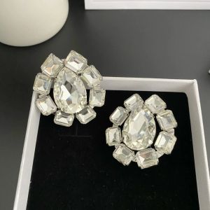 Europa Nieregularny kryształ przesadzony duże kolczyki Silver Ear Clips Kobiety Wysokiej jakości projektant biżuterii trend biżuterii