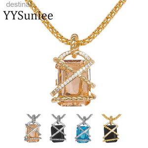 Pendant Necklaces YYSuniee Luxury Brand Designer Jewelry 18K Gold-plated Cubic Zirconia Pendant Necklace 15*20mm Statement Necklaces for WomenL242313