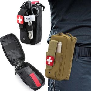 Çantalar Taktik Molle EDC Araçları Torama bel yelek tıbbi makas torbası turnike paketi açık cep telefonu avı kompakt kutu