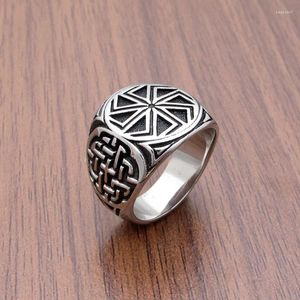 Cluster Rings Punk Stainless Steel Silver Color Kolovrat Slavic Symbol Of The Sun Ring Stunning Ornament Unique Pagan Jewelry