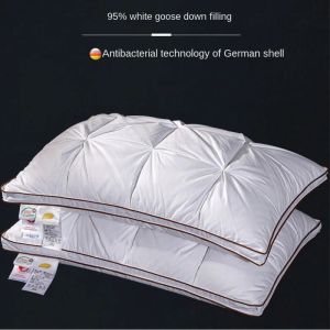 Pillow Soft Pillows White Goose Down Feather Pillows for Sleeping Neck Protection Bed Pillows with 100% Cotton Cover